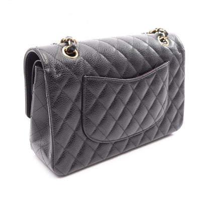 Chanel Shoulder Bag Quilted Double Flap Black Caviar Leather Chain — view 2