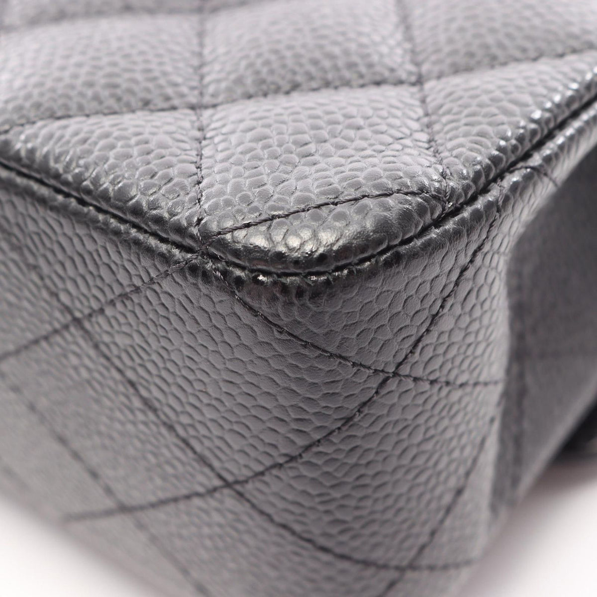 Chanel Shoulder Bag Quilted Double Flap Black Caviar Leather Chain — view 6