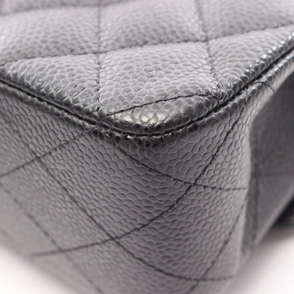 Chanel Shoulder Bag Quilted Double Flap Black Caviar Leather Chain — view 6