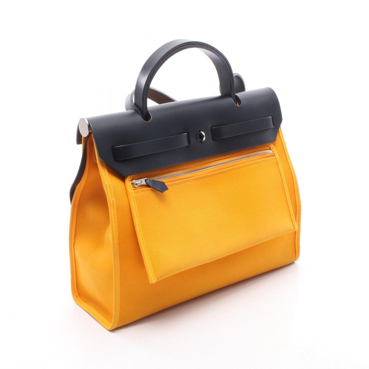 Hermes Handbag Herbag Zip PM Blue Jaune D'or Izmir Canvas Leather Verso — view 2