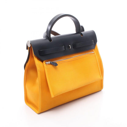 Hermes Handbag Herbag Zip PM Blue Jaune D'or Izmir Canvas Leather Verso — view 2