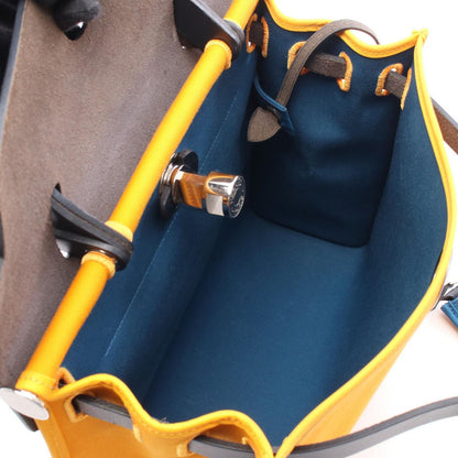Hermes Handbag Herbag Zip PM Blue Jaune D'or Izmir Canvas Leather Verso — view 3
