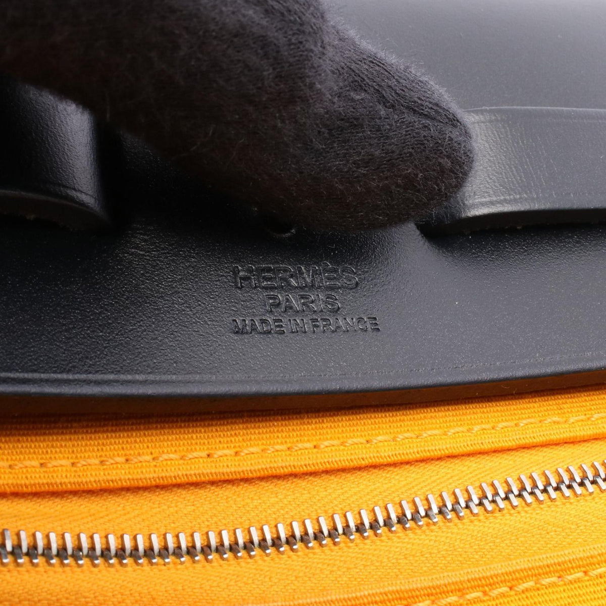 Hermes Handbag Herbag Zip PM Blue Jaune D'or Izmir Canvas Leather Verso — view 4