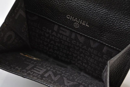 Chanel Bifold Wallet Vintage Chocolate Bar Hook CC Logo Black Leather Compact — view 7
