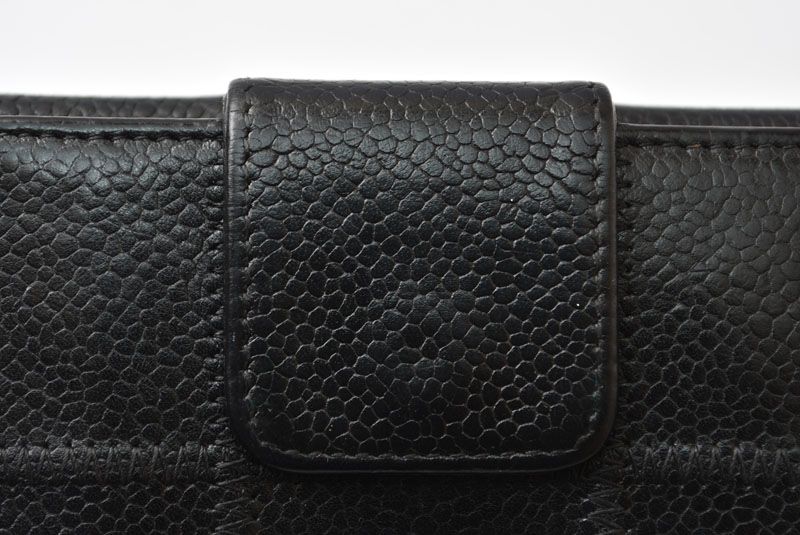 Chanel Bifold Wallet Vintage Chocolate Bar Hook CC Logo Black Leather Compact — view 5