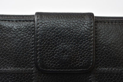 Chanel Bifold Wallet Vintage Chocolate Bar Hook CC Logo Black Leather Compact — view 5