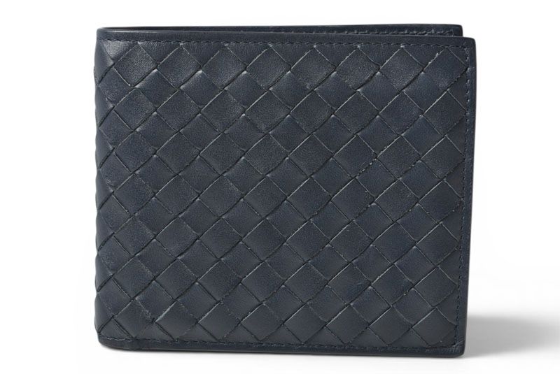 Bottega Veneta Wallet Bifold Fold Intrecciato Navy
