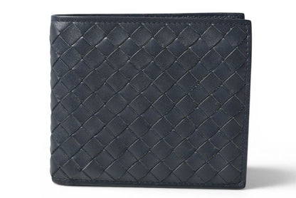 Bottega Veneta Wallet Bifold Fold Intrecciato Navy