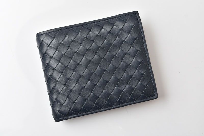 Bottega Veneta Wallet Bifold Fold Intrecciato Navy — view 2