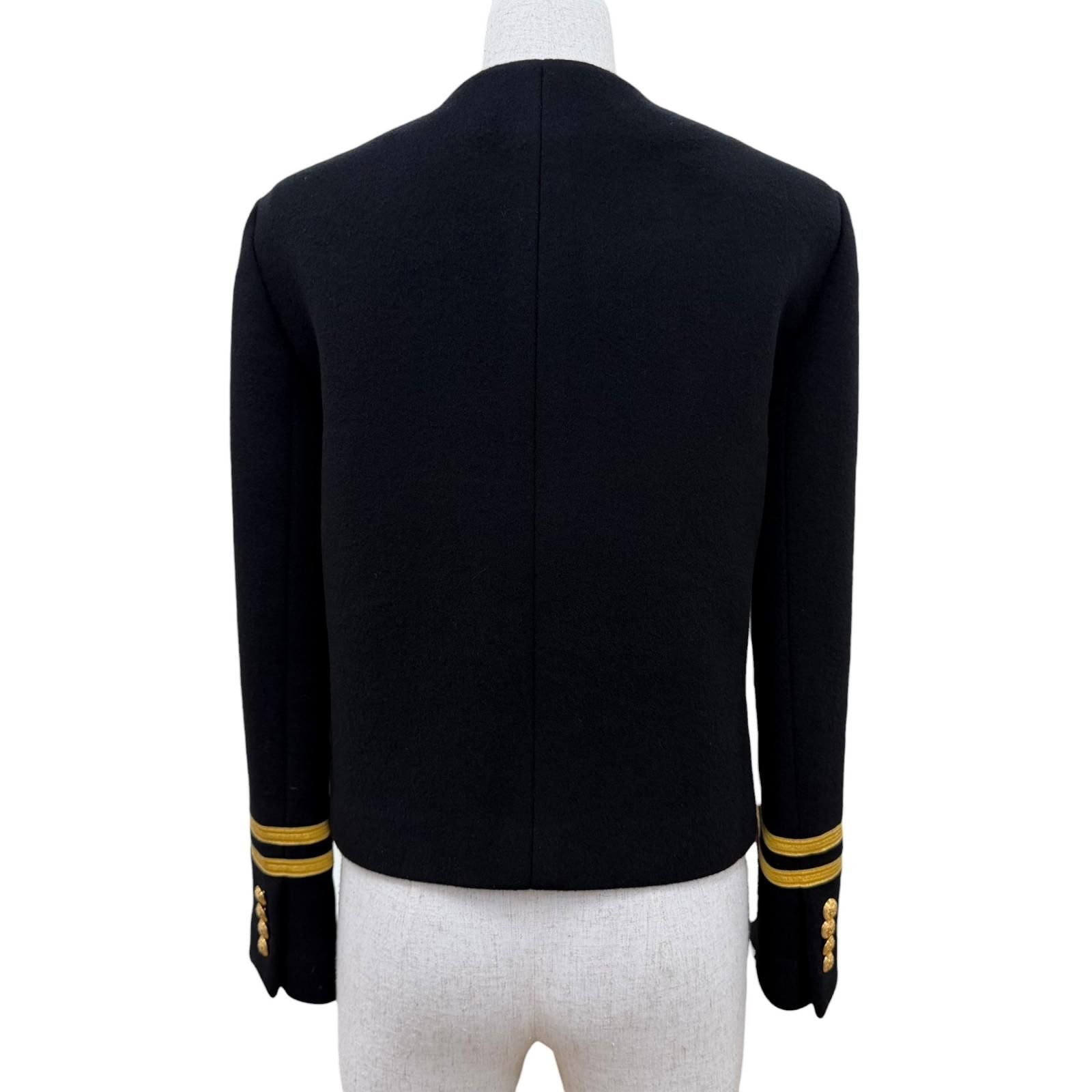 Celine Cashmere Spencer Captain Jacket Collarless Black 34 — view 4