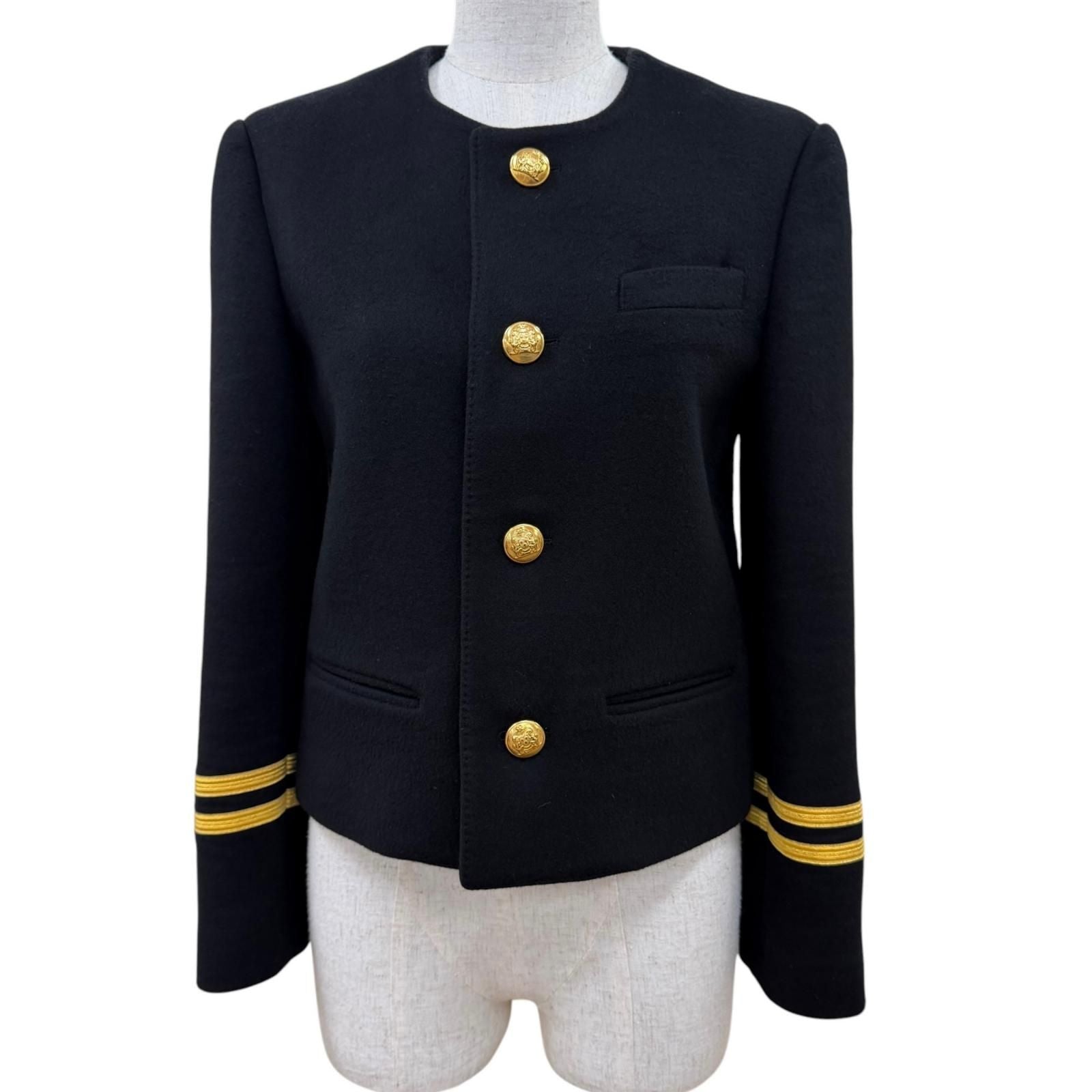 Celine Cashmere Spencer Captain Jacket Collarless Black 34