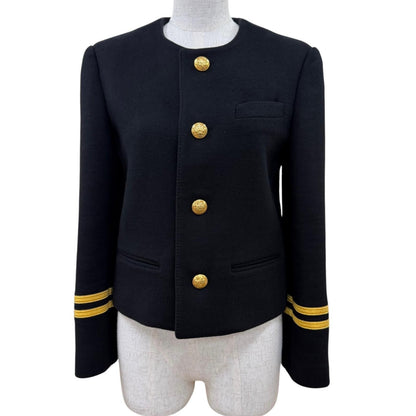 Celine Cashmere Spencer Captain Jacket Collarless Black 34