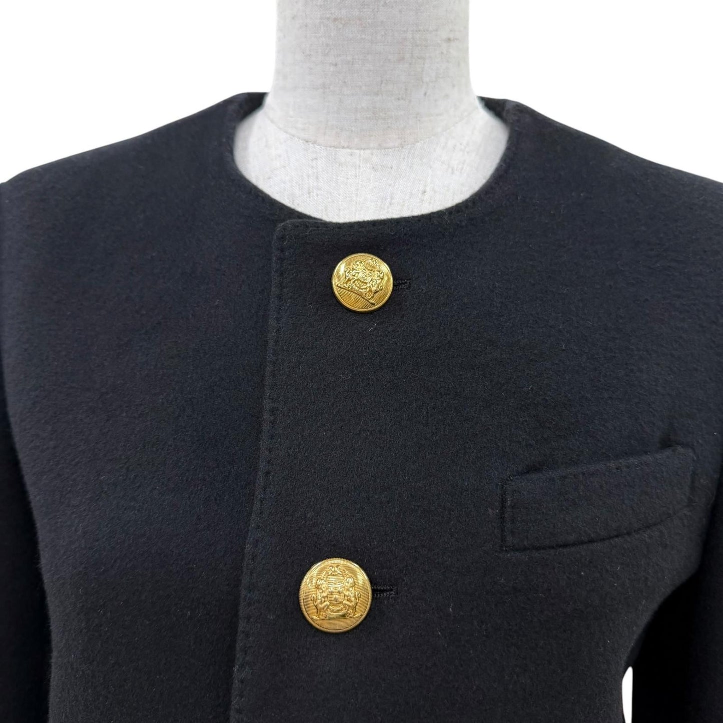 Celine Cashmere Spencer Captain Jacket Collarless Black 34 — view 2
