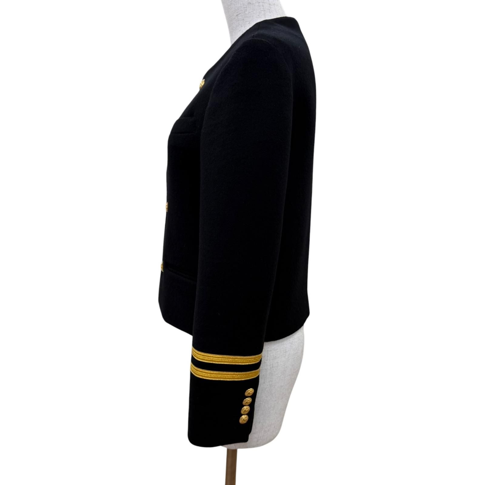 Celine Cashmere Spencer Captain Jacket Collarless Black 34 — view 3