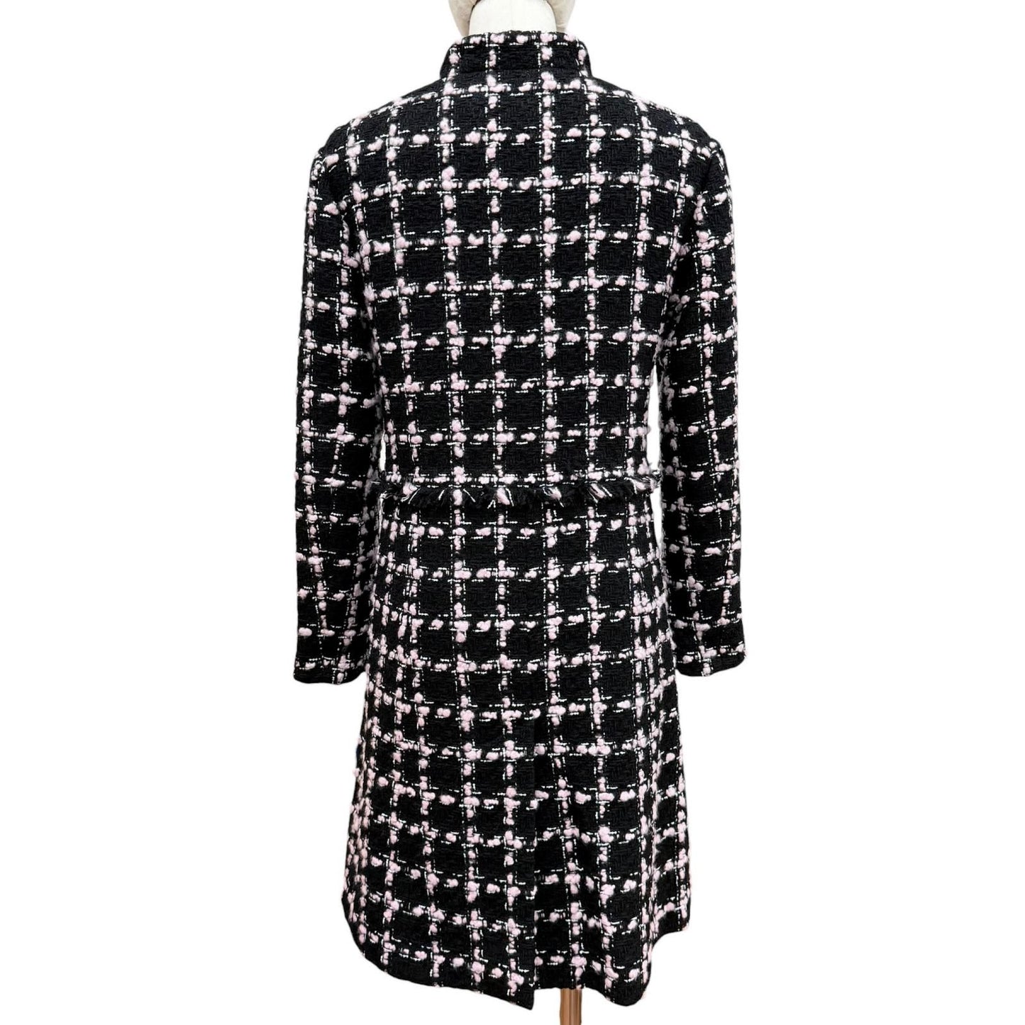 Chanel Wool Coco Button with Fringe Tweed Coat Black Pink 34 — view 4
