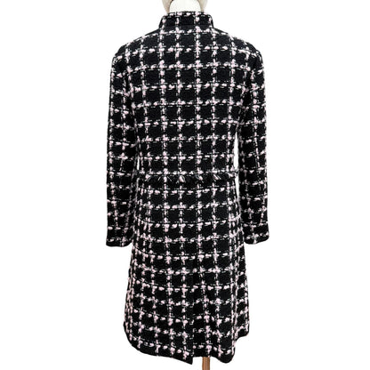 Chanel Wool Coco Button with Fringe Tweed Coat Black Pink 34 — view 4