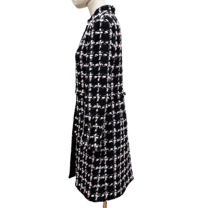 Chanel Wool Coco Button with Fringe Tweed Coat Black Pink 34 — view 3