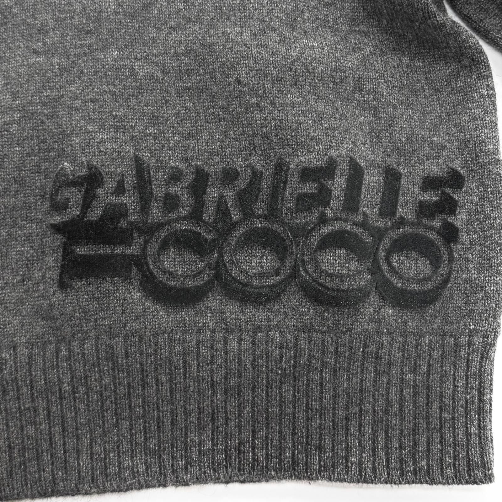 Chanel Cashmere with CC Logo Plate Gabrielle Coco Neck Long Sleeve Knit Gray 34 — view 5