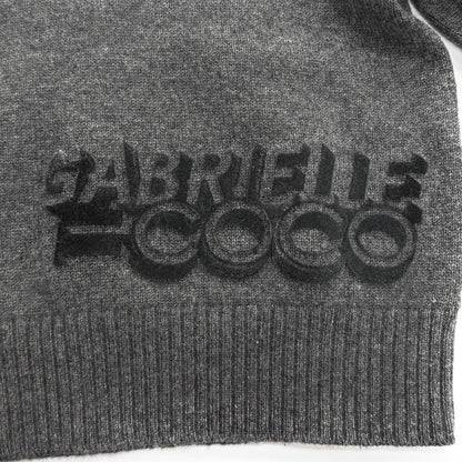 Chanel Cashmere with CC Logo Plate Gabrielle Coco Neck Long Sleeve Knit Gray 34 — view 5