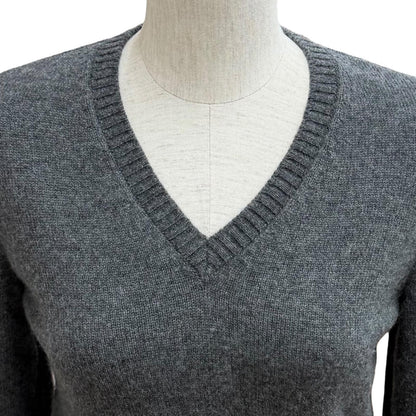 Chanel Cashmere with CC Logo Plate Gabrielle Coco Neck Long Sleeve Knit Gray 34 — view 2
