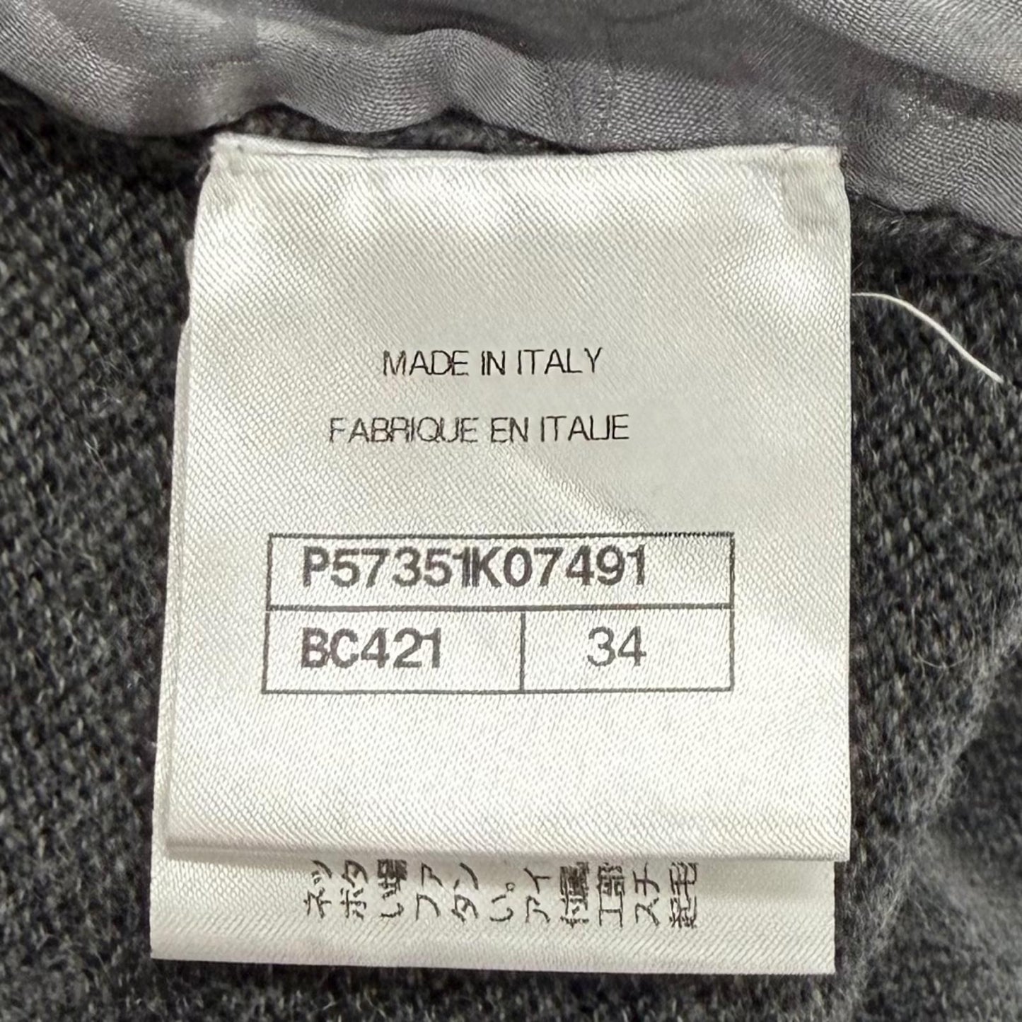Chanel Cashmere with CC Logo Plate Gabrielle Coco Neck Long Sleeve Knit Gray 34 — view 8