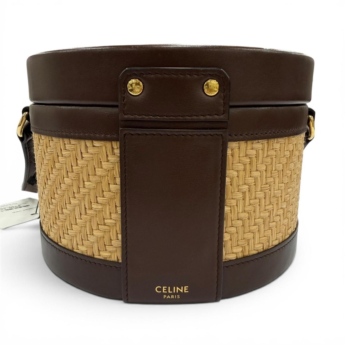 Celine Tambour Raffia Triomphe Shoulder Bag Natural Brown Included — view 4