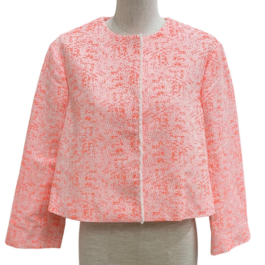 Dior Lining Silk 100% All Pattern Collarless Jacket Orange 42