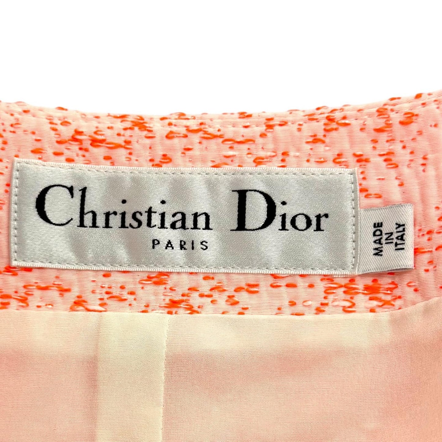 Dior Lining Silk 100% All Pattern Collarless Jacket Orange 42 — view 6