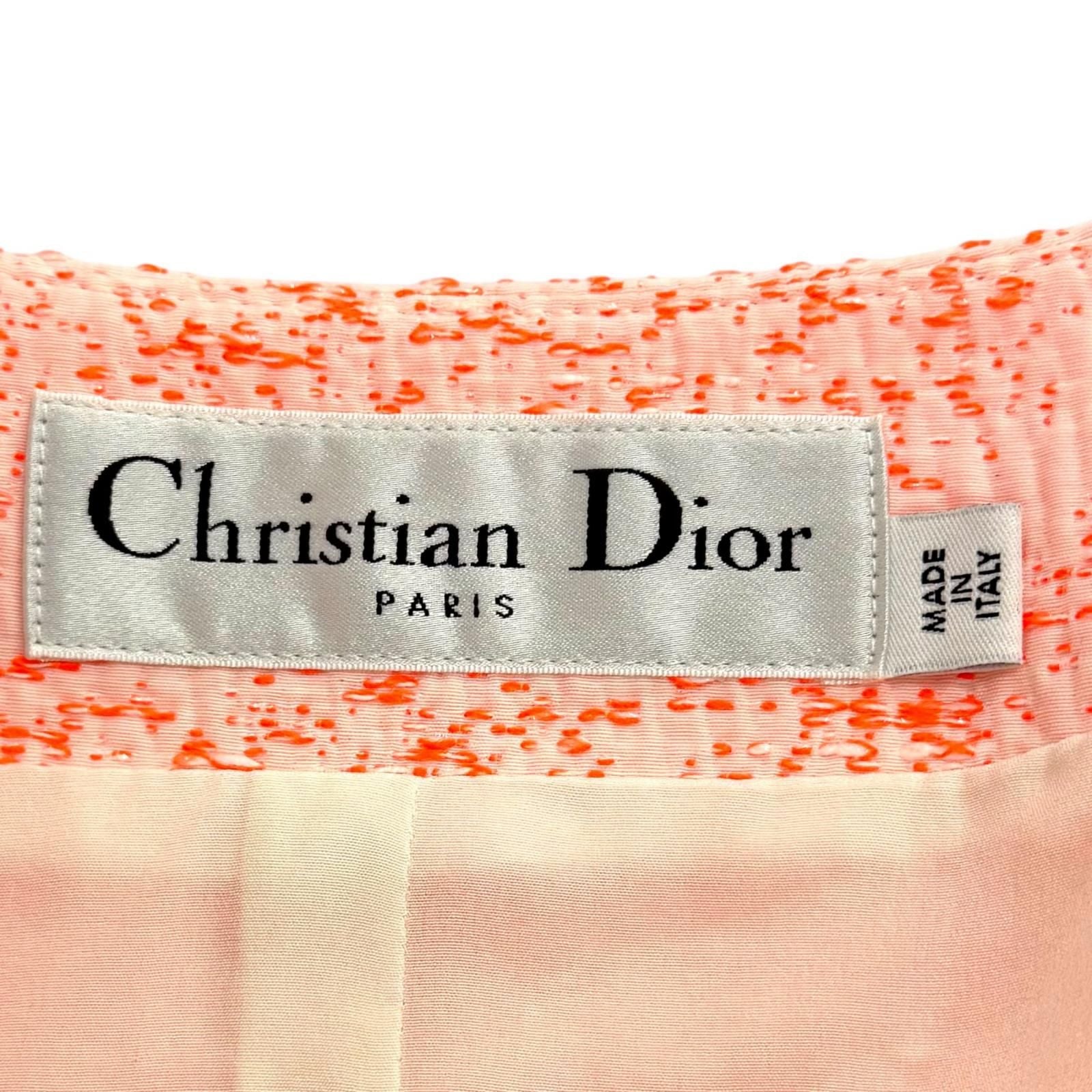 Dior Lining Silk 100% All Pattern Collarless Jacket Orange 42 — view 6