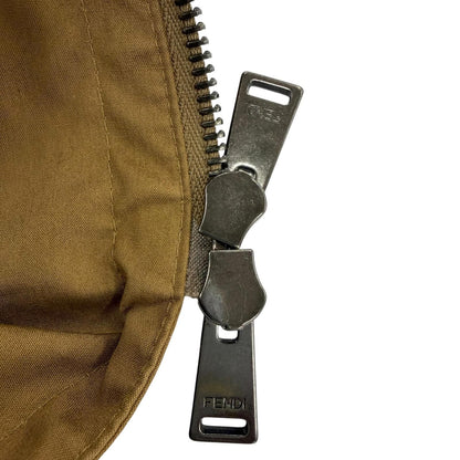 Fendi Cotton 100% Cowhide Leather Hooded Coat Brown 40 — view 6