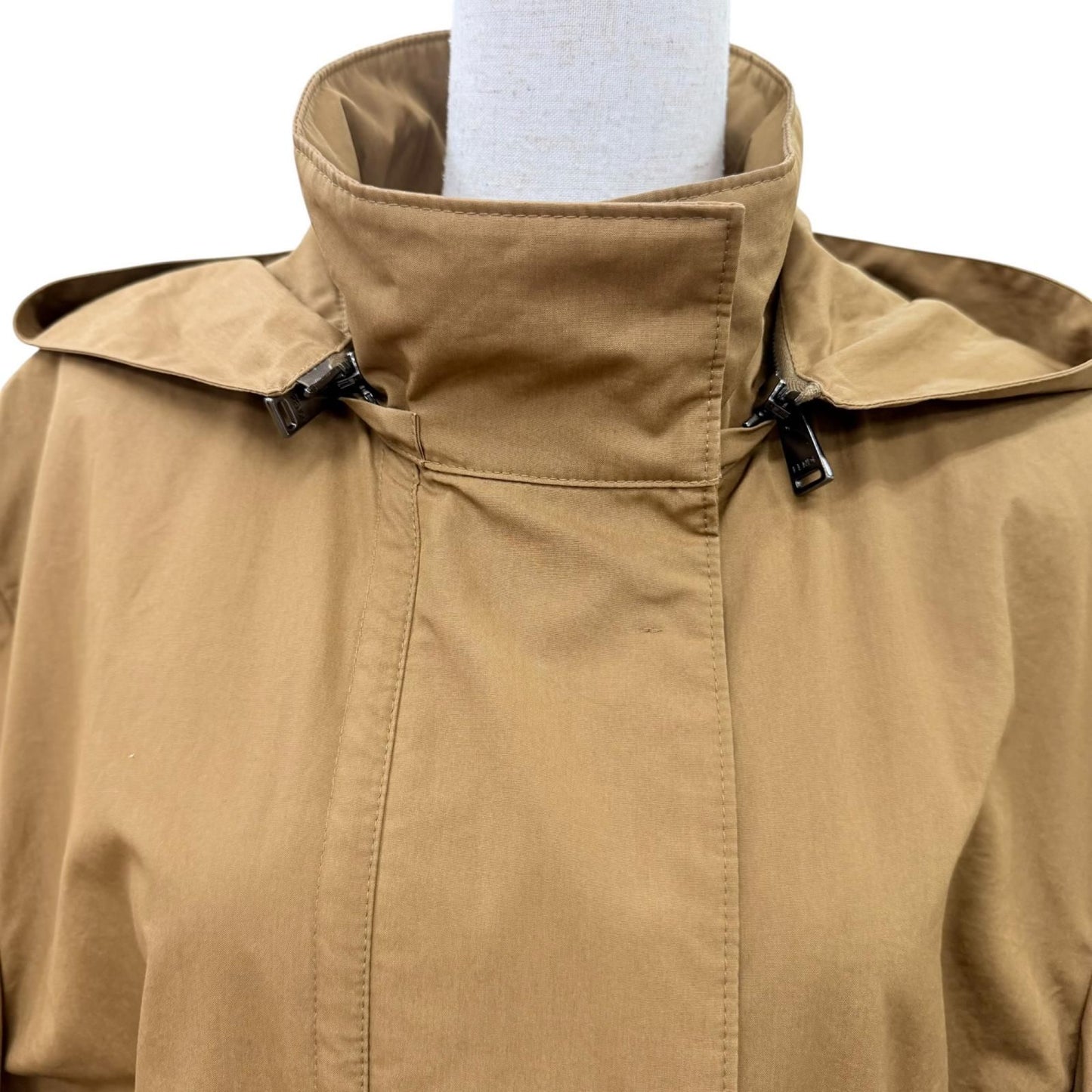 Fendi Cotton 100% Cowhide Leather Hooded Coat Brown 40 — view 2