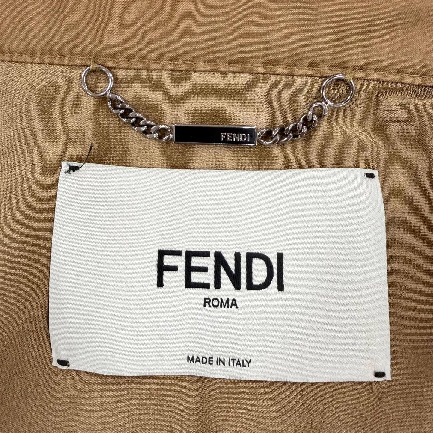 Fendi Cotton 100% Cowhide Leather Hooded Coat Brown 40 — view 8