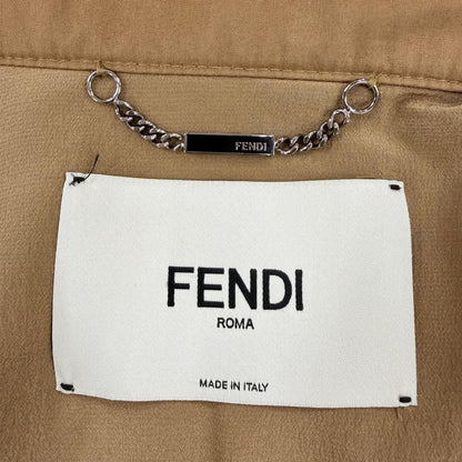 Fendi Cotton 100% Cowhide Leather Hooded Coat Brown 40 — view 8