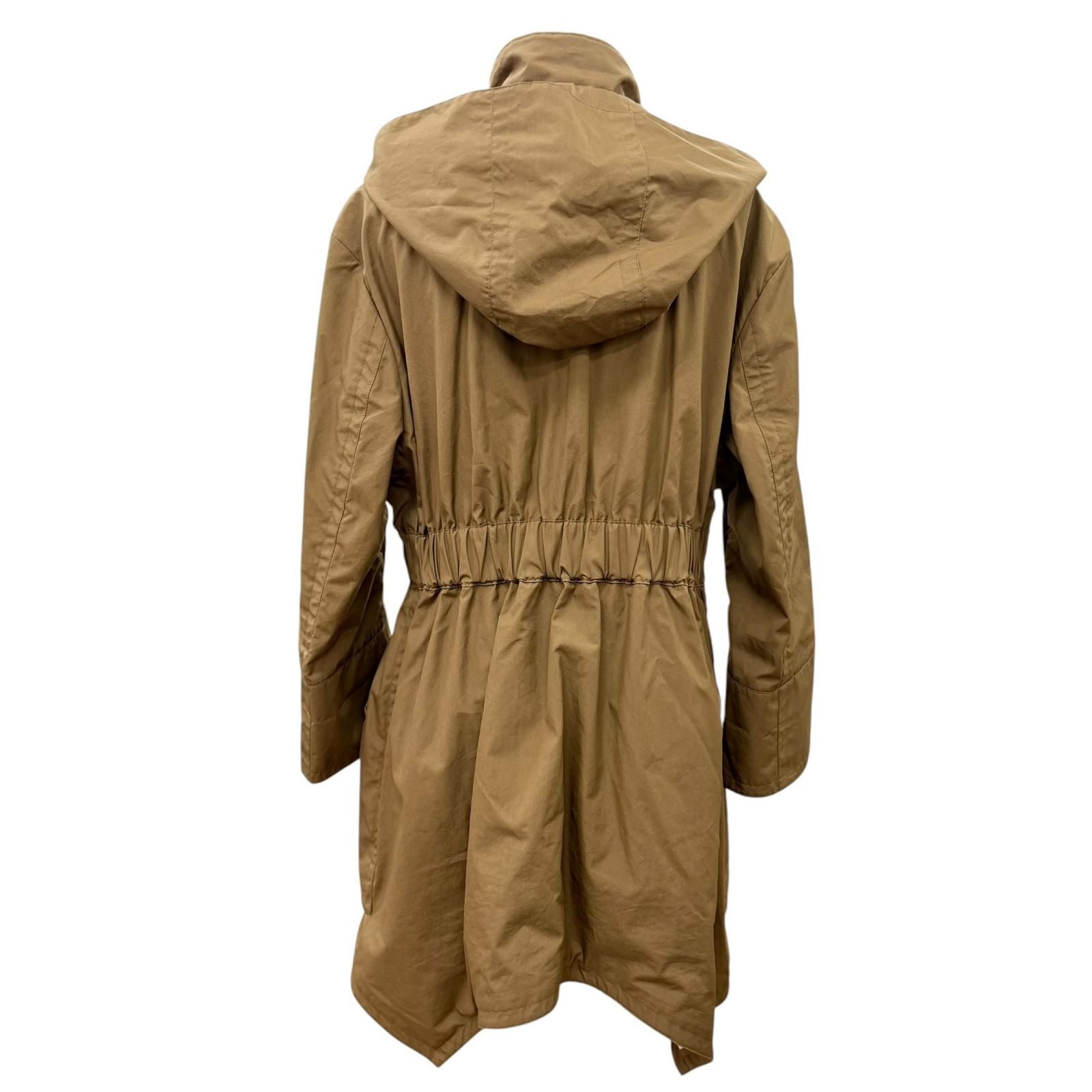 Fendi Cotton 100% Cowhide Leather Hooded Coat Brown 40 — view 4