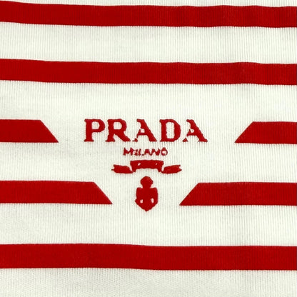 Prada Cotton 100% Logo Border Crew Neck Short Sleeve T-Shirt White — view 5