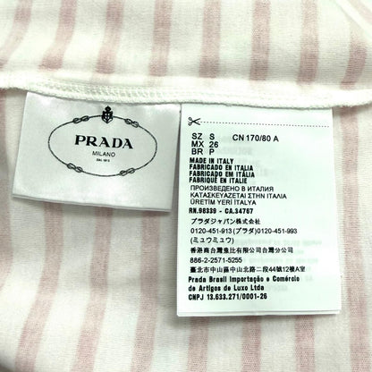 Prada Cotton 100% Logo Border Crew Neck Short Sleeve T-Shirt White — view 7