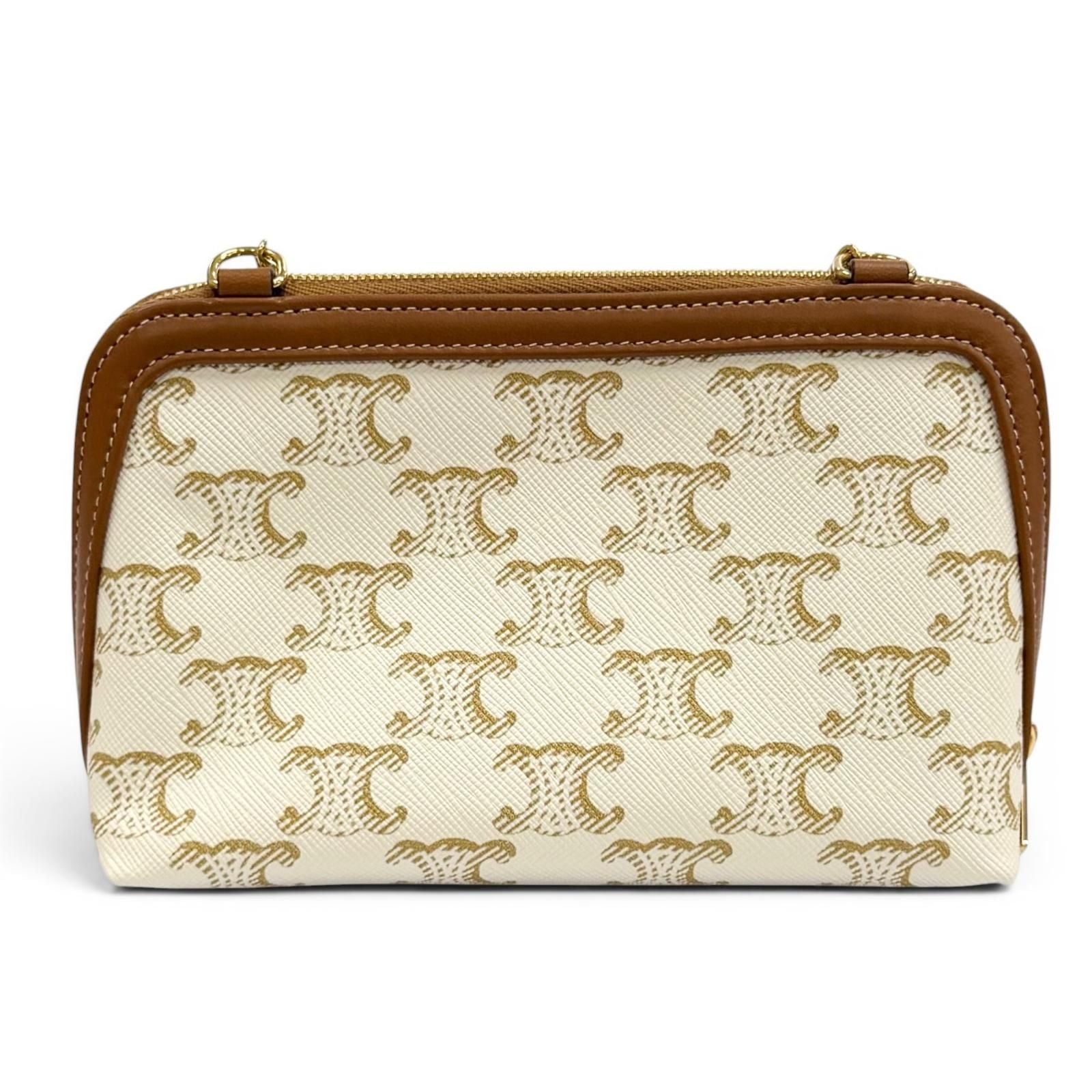 Celine Triomphe Canvas Logo Chain Clutch Shoulder Bag Box Included — view 4