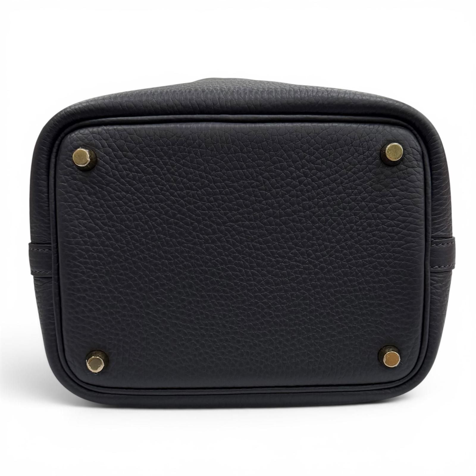 Hermes Picotin Lock PM 18 Cavern Taurillon Clemence Gold Handbag French — view 6