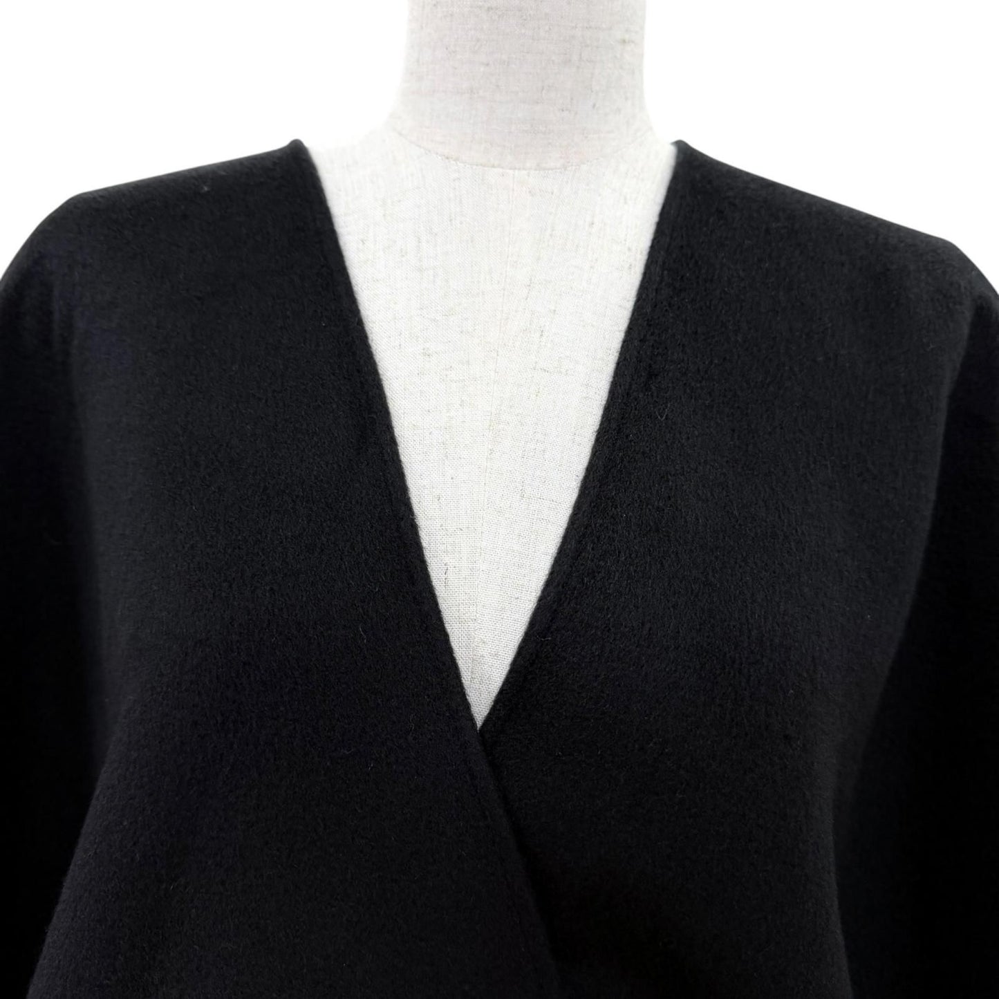Fendi Cashmere Silk Blend Lining Zucca Pattern Belt Cape Coat Poncho Black — view 2