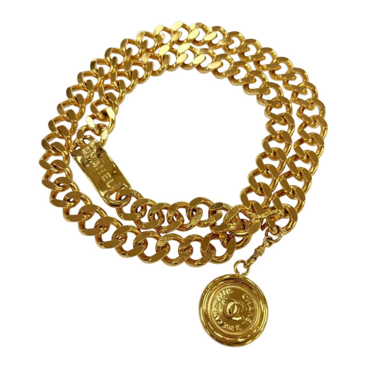 Chanel Vintage Metal 31 Rue Cambon CC Logo Chain Belt Gold Plated