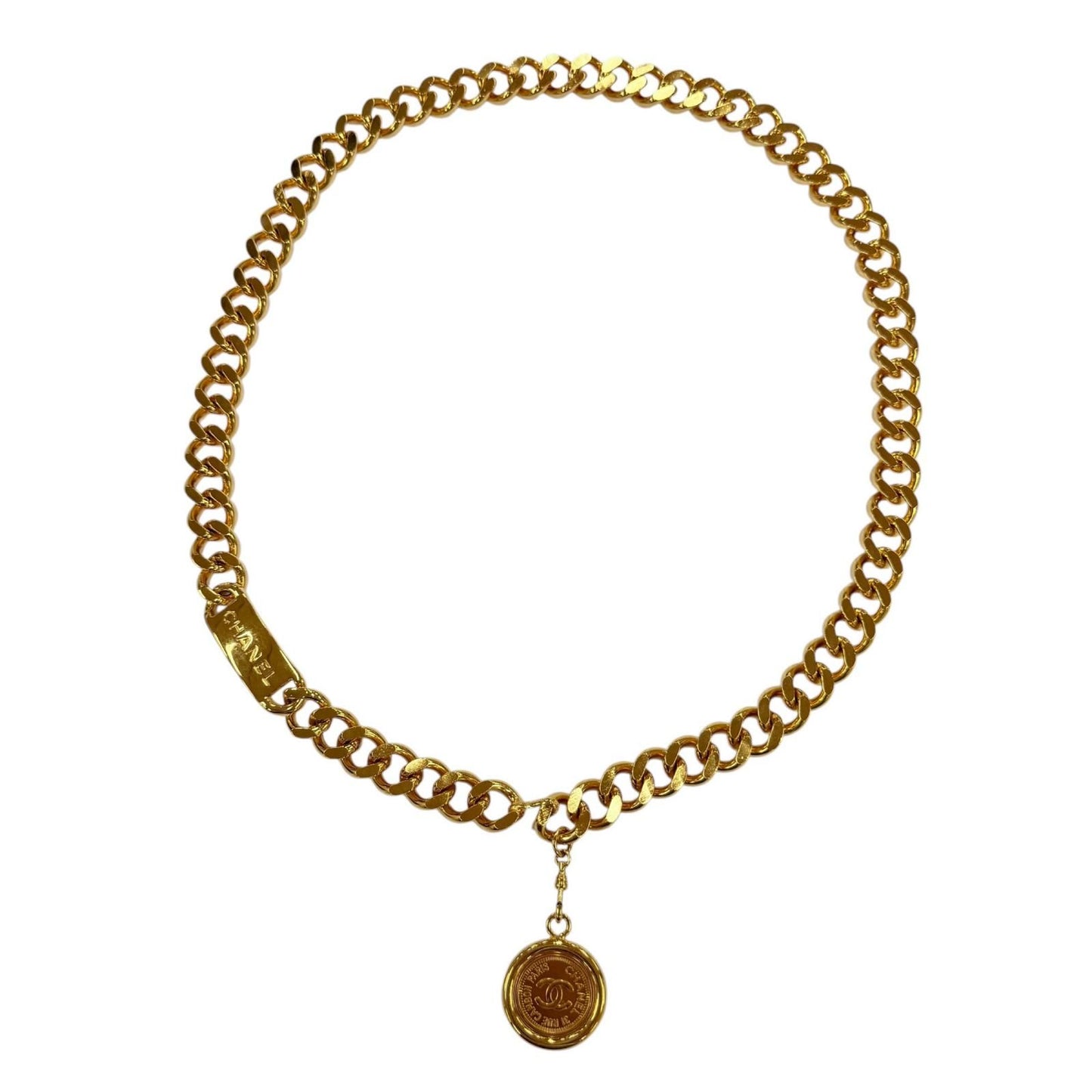 Chanel Vintage Metal 31 Rue Cambon CC Logo Chain Belt Gold Plated — view 4