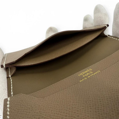 Hermes Bearn Mini Card Case Veau Madame Etoupe Gold — view 7