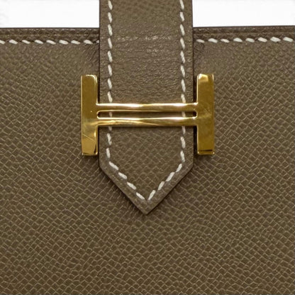 Hermes Bearn Mini Card Case Veau Madame Etoupe Gold — view 8