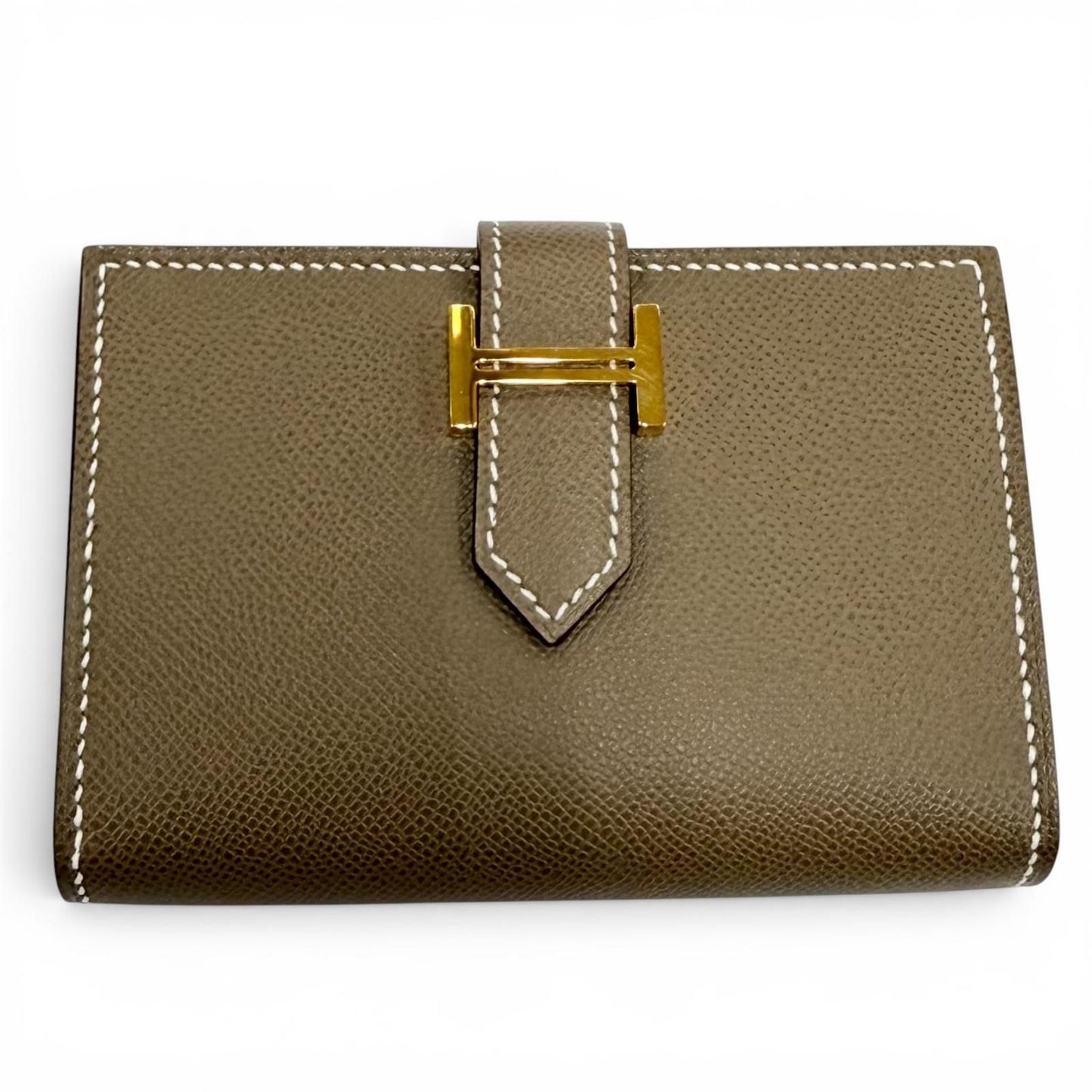 Hermes Bearn Mini Card Case Veau Madame Etoupe Gold