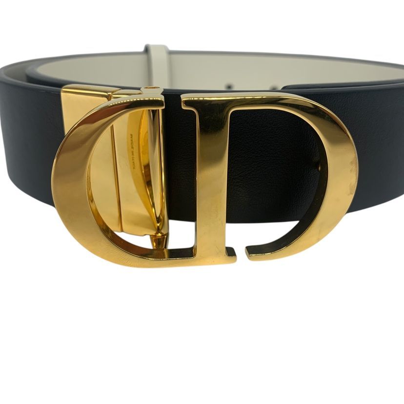 Dior Belt 30 Montigne Reversible Calf Leather Black White