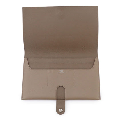 Hermes Toutenmain Bifold Wallet Eve Color Etoupe Silver — view 5