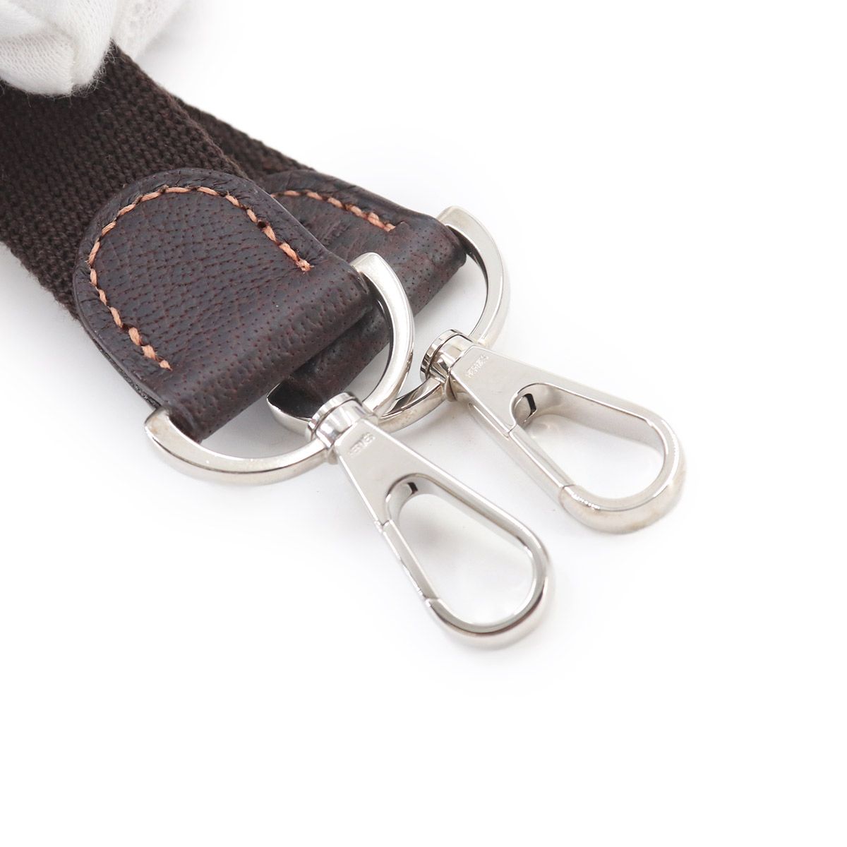 Hermes Evelyne Shoulder Strap Canvas Leather Brown Silver Handbag — view 4