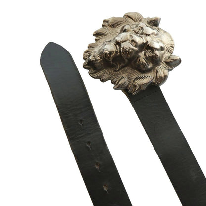 Versace Gianni Lion Head Buckle Belt Leather 95 110 Black SS — view 2