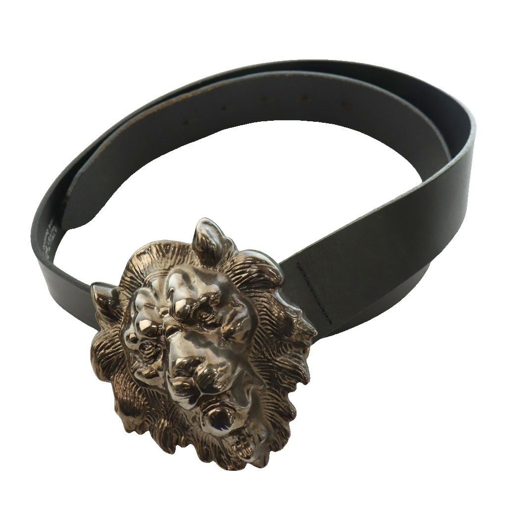 Versace Gianni Lion Head Buckle Belt Leather 95 110 Black SS