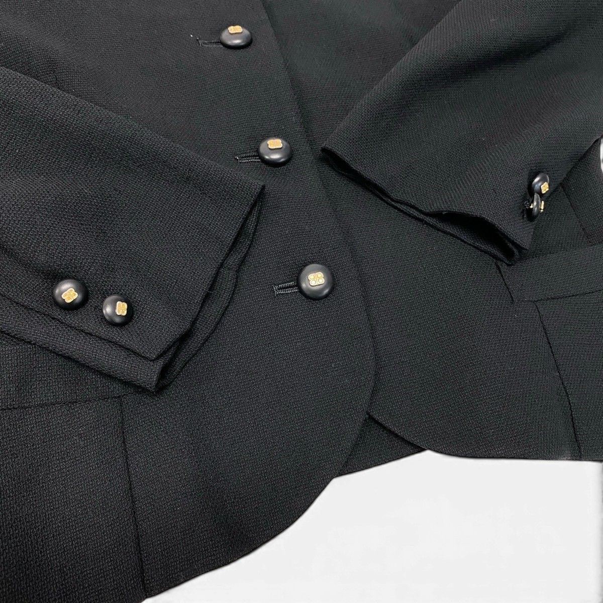 Balenciaga Collarless Jacket BB Logo Button 9 Sizes Black — view 6